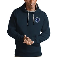 Men's Antigua Navy Sporting Kansas City Logo Victory Pullover Hoodie