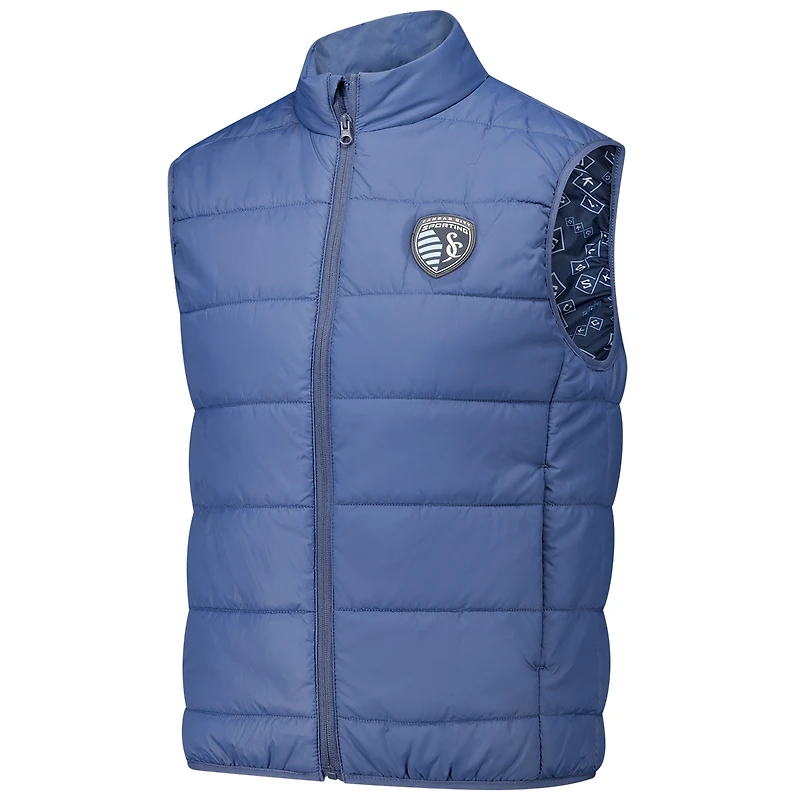 Men's Blue Sporting Kansas City Argyle Collection Padded Pro Full-Zip Vest