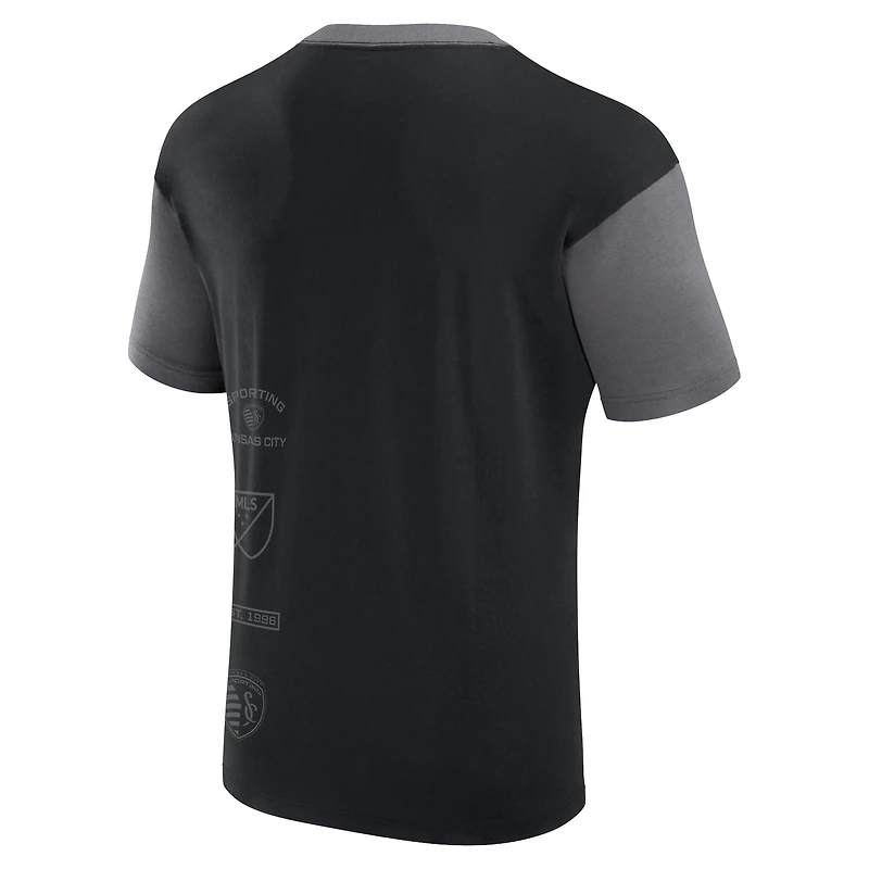 T-shirt de récupération Sporting Kansas City noir marque Fanatics pour hommes