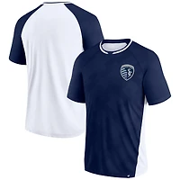 T-shirt raglan Fanatics Navy Sporting Kansas City Attacker pour hommes