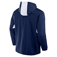 Men's Fanatics Navy Sporting Kansas City Free Kick Woven Quarter-Zip Hoodie Jacket