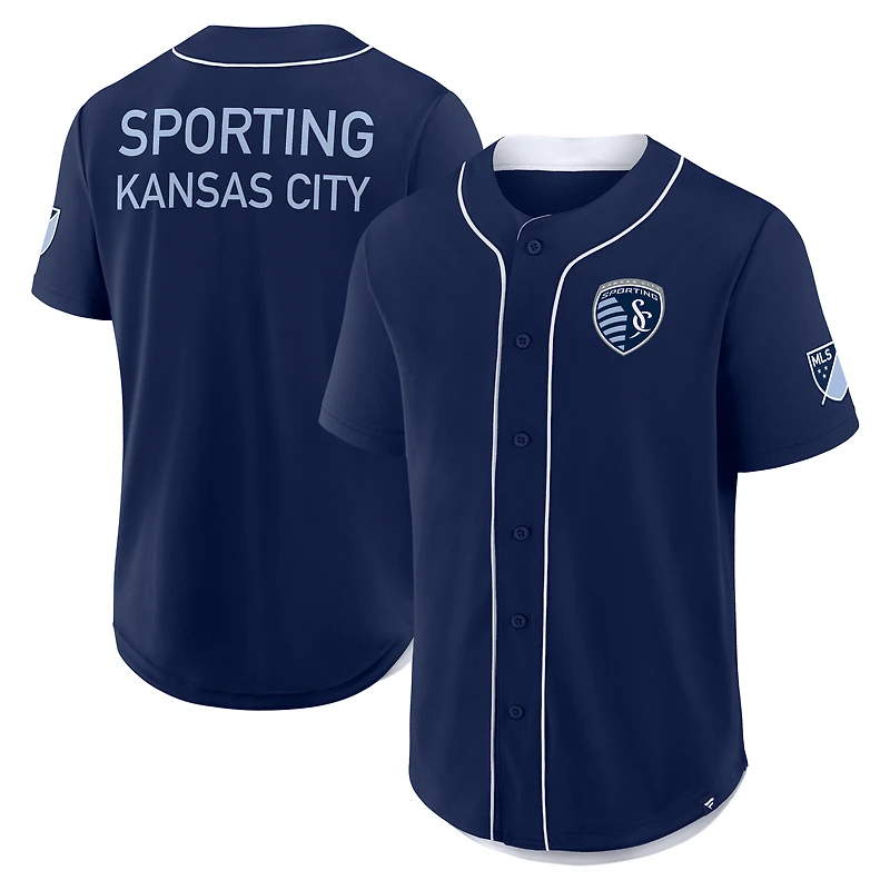 Maillot de baseball Fanatics Navy Sporting Kansas City Injury Time pour homme