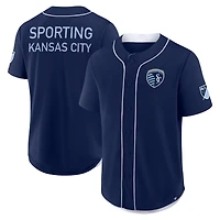 Maillot de baseball Fanatics Navy Sporting Kansas City Injury Time pour homme