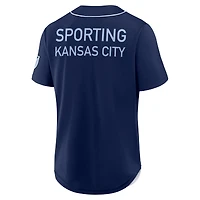 Men's Fanatics Navy Sporting Kansas City Injury Time Baseball Jersey