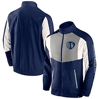 Men's Fanatics  Navy Sporting Kansas City Net Goal Raglan Full-Zip Track Jacket