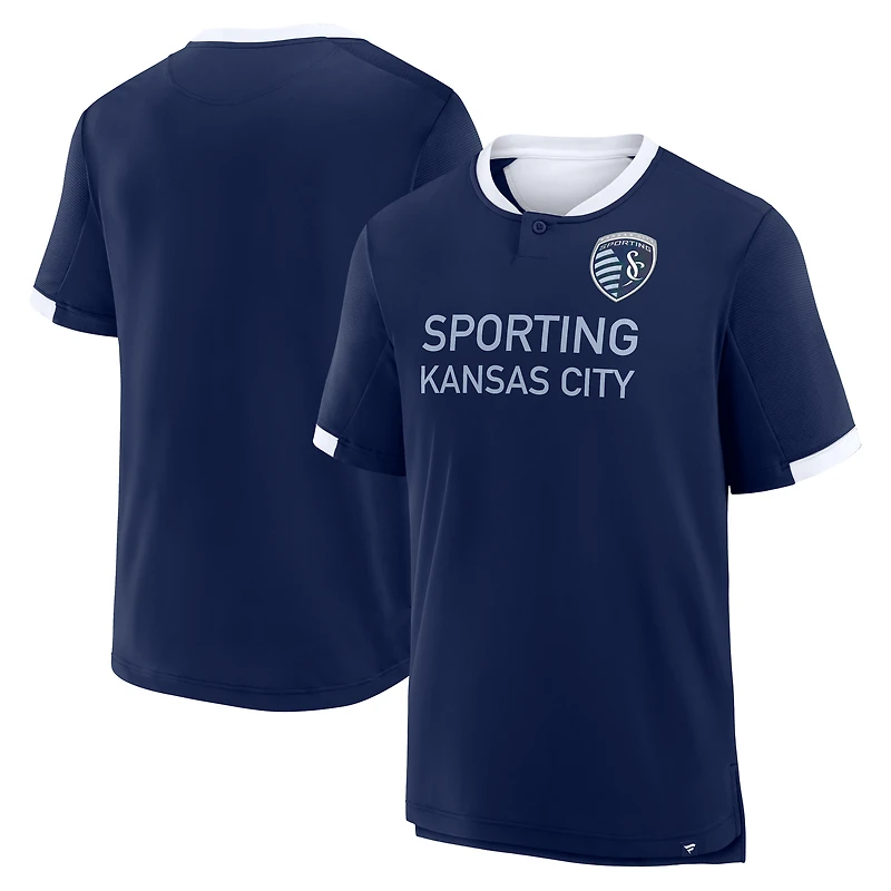 T-shirt Fanatics bleu marine pour homme Sporting Kansas City Stoppage Time Striker