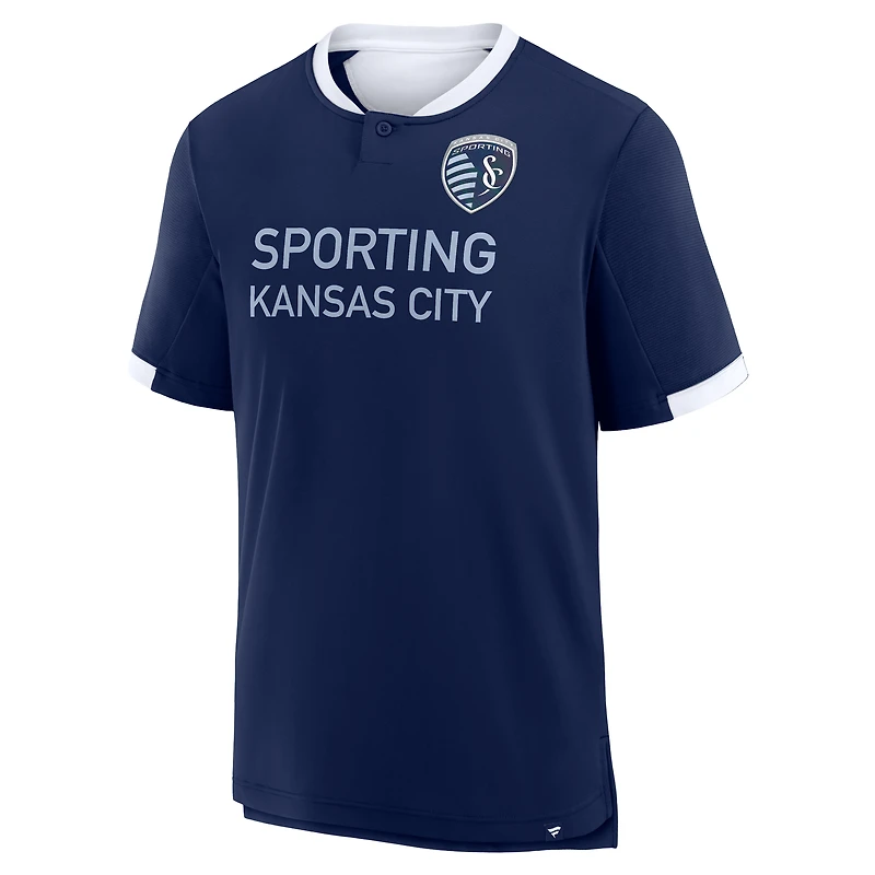 T-shirt Fanatics bleu marine pour homme Sporting Kansas City Stoppage Time Striker