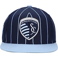 Men's Mitchell & Ness Navy Sporting Kansas City Team Pin Snapback Hat