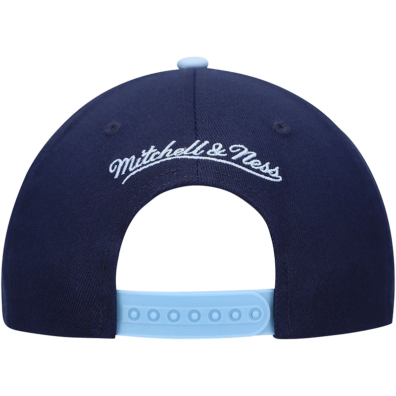 Men's Mitchell & Ness Navy Sporting Kansas City Team Script 2.0 Stretch Snapback Hat