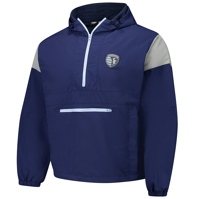 Veste à capuche demi-zippée anorak bleu marine Sporting Kansas City Argyle Collection pour homme