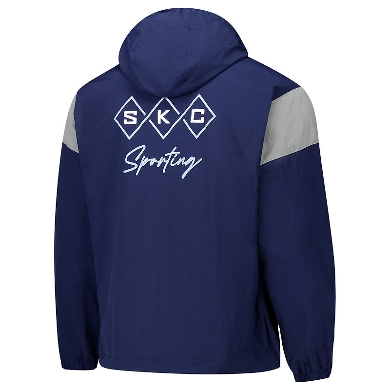Veste à capuche demi-zippée anorak bleu marine Sporting Kansas City Argyle Collection pour homme