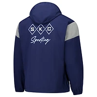 Veste à capuche demi-zippée anorak bleu marine Sporting Kansas City Argyle Collection pour homme