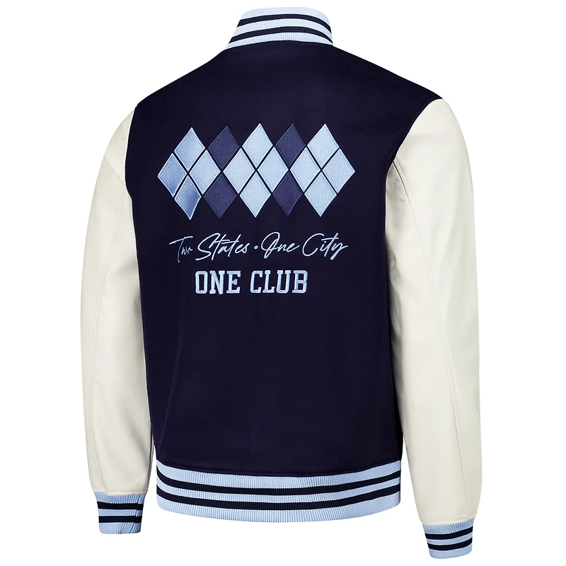 Men's Navy Sporting Kansas City Argyle Collection Full-Snap Varsity Jacket