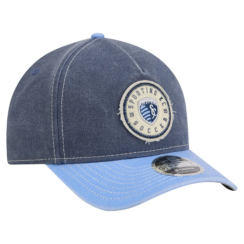 Men's New Era  Blue Sporting Kansas City Jersey Hook 9FORTY Adjustable Hat