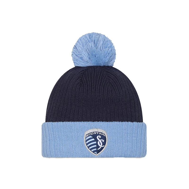 Men's New Era  Light Blue Sporting Kansas City 2025 Jersey Hook Cuff Knit Hat with Pom