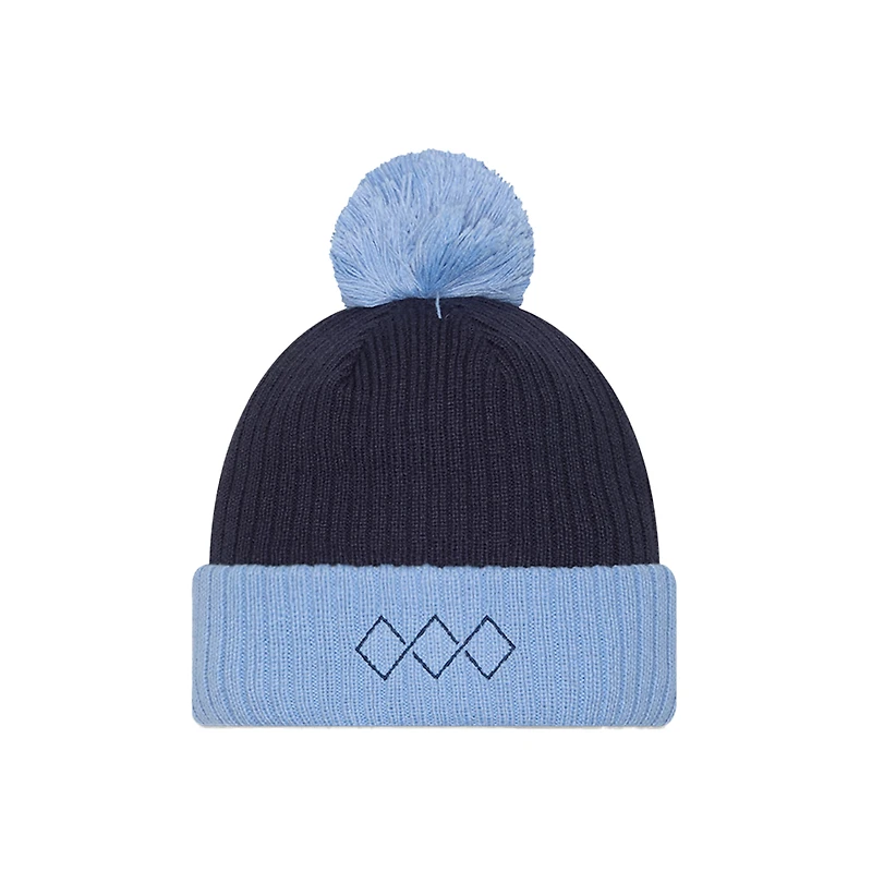 Bonnet tricoté bleu clair Sporting Kansas City 2025 pour homme New Era avec revers et pompon