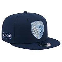Casquette Snapback 9FIFTY Snapback New Era pour homme, bleu marine, Sporting Kansas City 2024 Jersey Hook