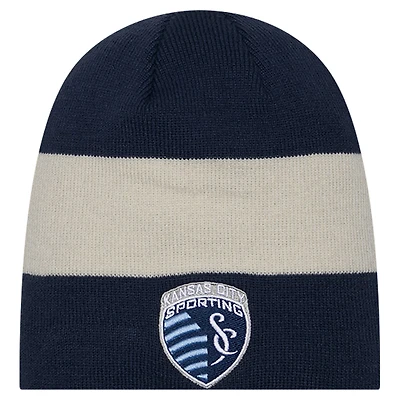 Bonnet en tricot New Era pour hommes, bleu marine, Sporting Kansas City 2024 Kick Off Collection