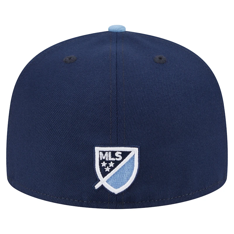 Casquette ajustée New Era 59FIFTY bleu marine pour homme Sporting Kansas City 2025 Kickoff