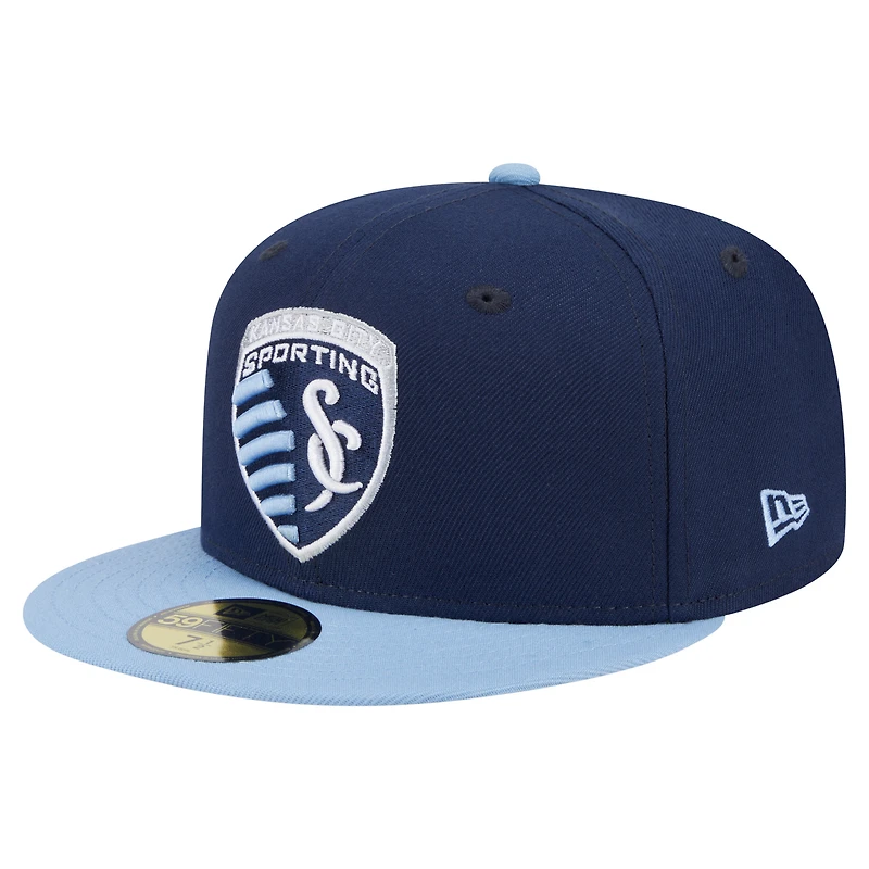 Casquette ajustée New Era 59FIFTY bleu marine pour homme Sporting Kansas City 2025 Kickoff