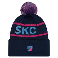 Men's New Era Navy Sporting Kansas City 2026 Jersey Hook Cuffed Pom Knit Hat