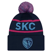 Men's New Era Navy Sporting Kansas City 2026 Jersey Hook Cuffed Pom Knit Hat