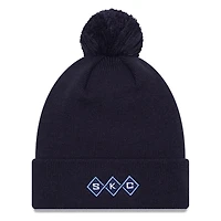 Bonnet en tricot à revers et revers en jersey New Era Sporting Kansas City bleu marine avec pompon pour hommes
