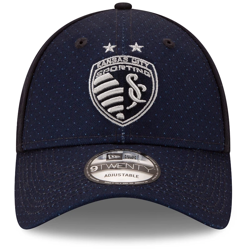 Men's New Era Navy Sporting Kansas City Jersey Hook Logo 9TWENTY Adjustable Hat
