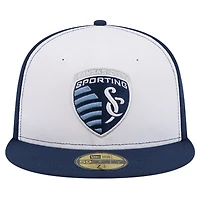 Men's New Era White/Navy Sporting Kansas City 2024 Kick Off Collection 59FIFTY Fitted Hat