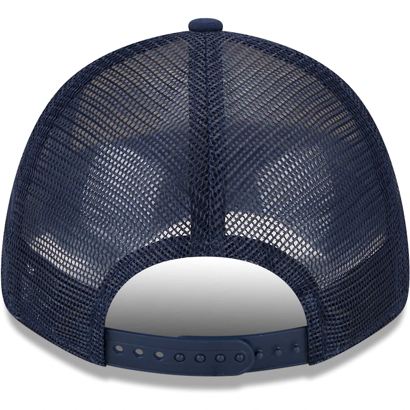 Men's New Era White/Navy Sporting Kansas City Team Stripes 9FORTY Trucker Snapback Hat