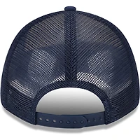 Men's New Era White/Navy Sporting Kansas City Team Stripes 9FORTY Trucker Snapback Hat