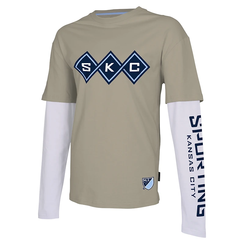 T-shirt à manches longues Stadium Essentials Tan Sporting Kansas City Status pour hommes