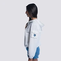 Women's Lusso  White Sporting Kansas City Paige Half-Zip Hooded Jacket