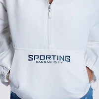 Women's Lusso  White Sporting Kansas City Paige Half-Zip Hooded Jacket