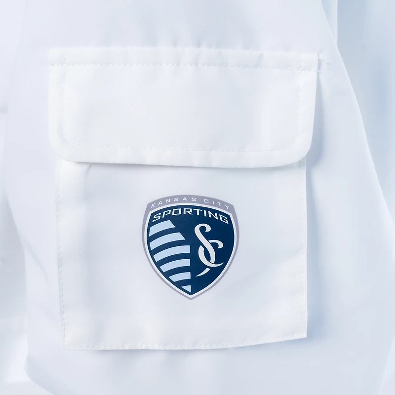 Women's Lusso  White Sporting Kansas City Paige Half-Zip Hooded Jacket