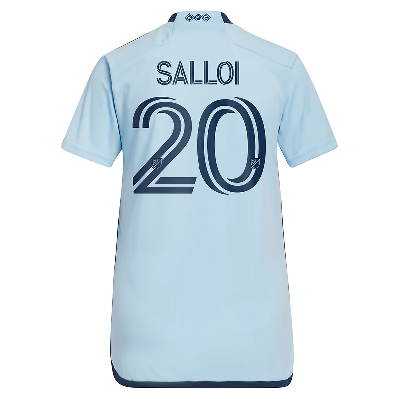 Maillot adidas Daniel Salloi Sporting Kansas City 2023 Hoops 4.0 Replica Player bleu clair pour femme