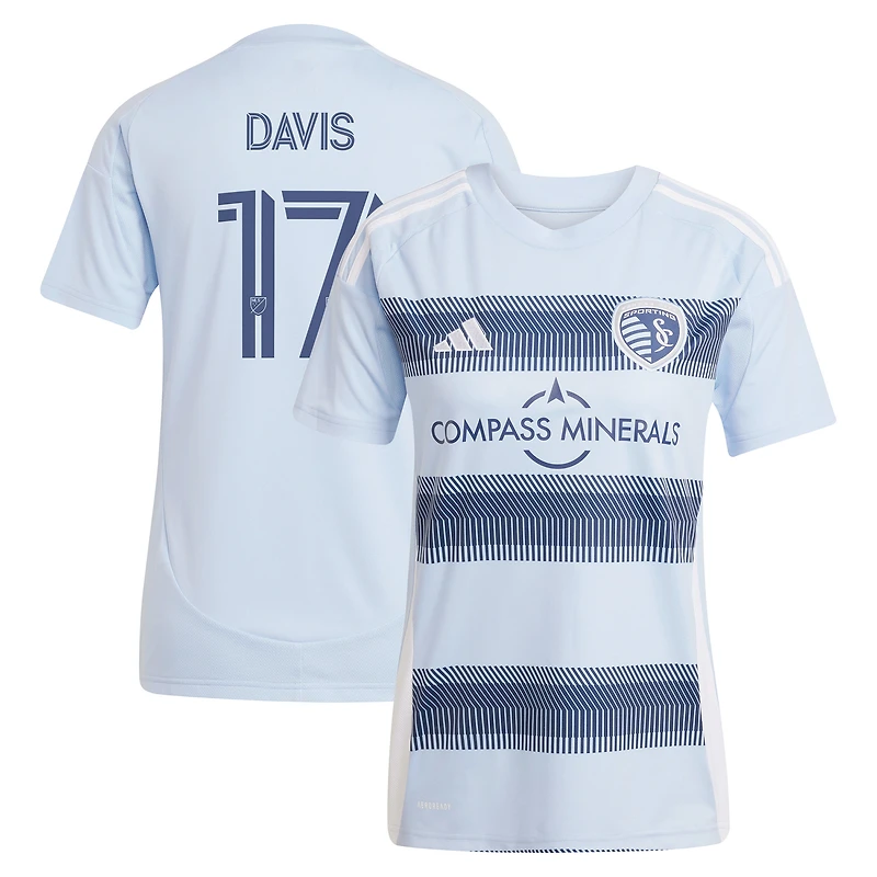 Women's adidas Jake Davis Light Blue Sporting Kansas City 2025 One KC Replica Player Jersey
