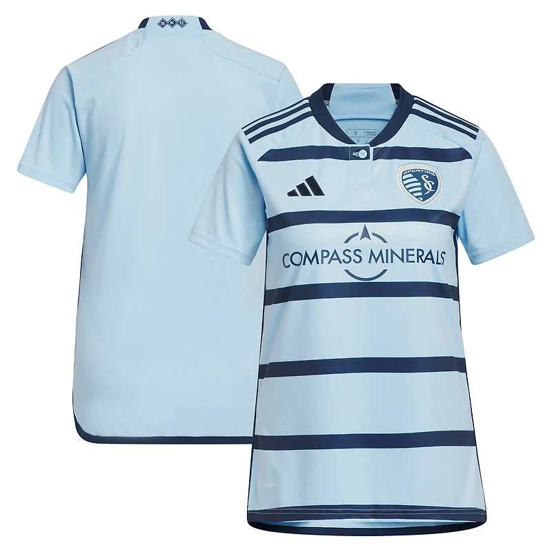 Maillot adidas bleu clair Sporting Kansas City 2023 Hoops 4.0 Replica pour femme