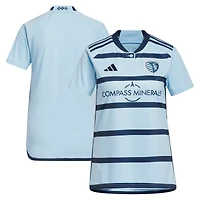 Maillot adidas bleu clair Sporting Kansas City 2023 Hoops 4.0 Replica pour femme