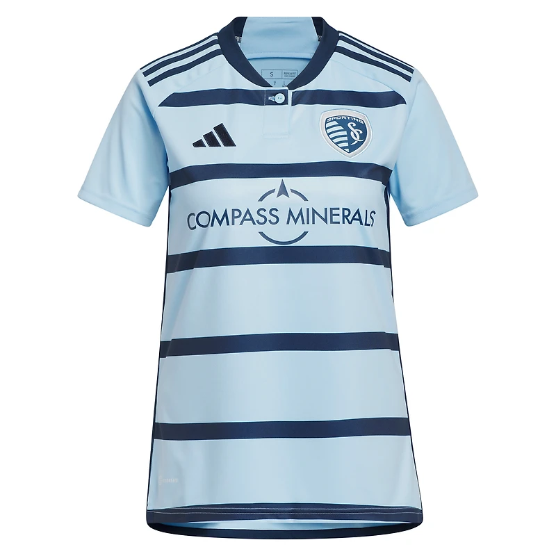 Maillot adidas bleu clair Sporting Kansas City 2023 Hoops 4.0 Replica pour femme
