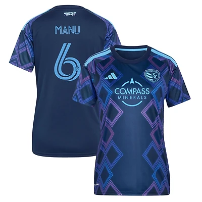 Women's adidas Manu García Blue Sporting Kansas City 2026 The 18th & Vine Kit Replica Jersey