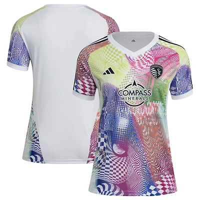 Women's adidas White Sporting Kansas City 2025 Pride Pre-Match Top
