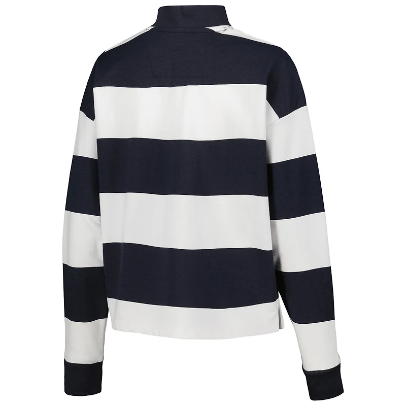 Women's Antigua White Sporting Kansas City Radical Rugby Stripe Long Sleeve T-Shirt
