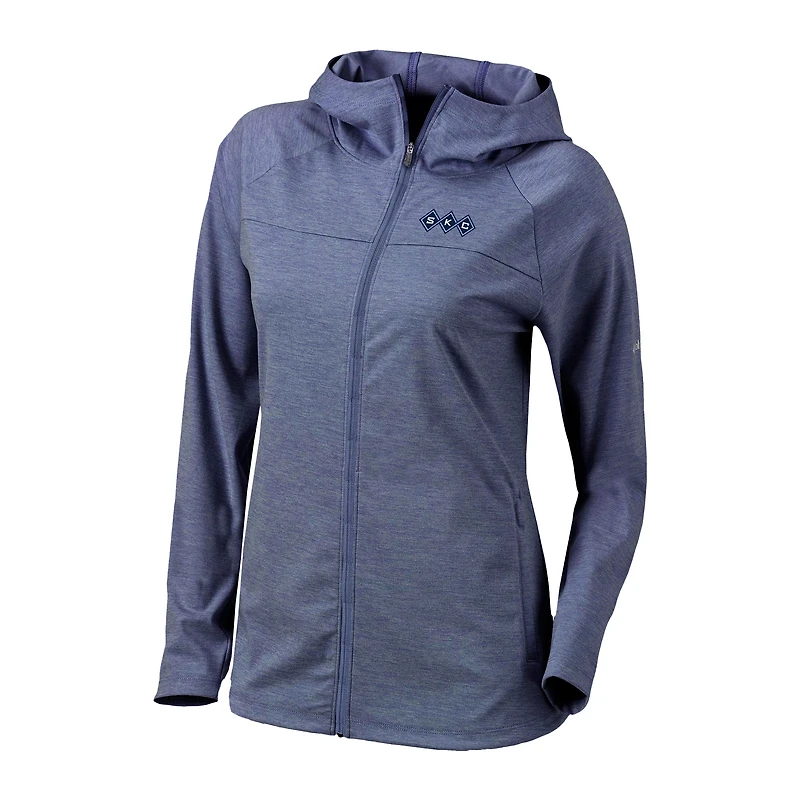 Women's Columbia Navy Sporting Kansas City Omni-Wick Half Shot Full-Zip Hooded Jacket