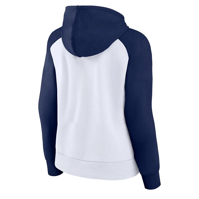 Sweat à capuche raglan pour femme Fanatics blanc/bleu marine Sporting Kansas City Instep