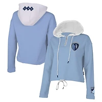 Women's Stadium Essentials Light Blue Sporting Kansas City Game Plan Quarter-Zip Hoodie