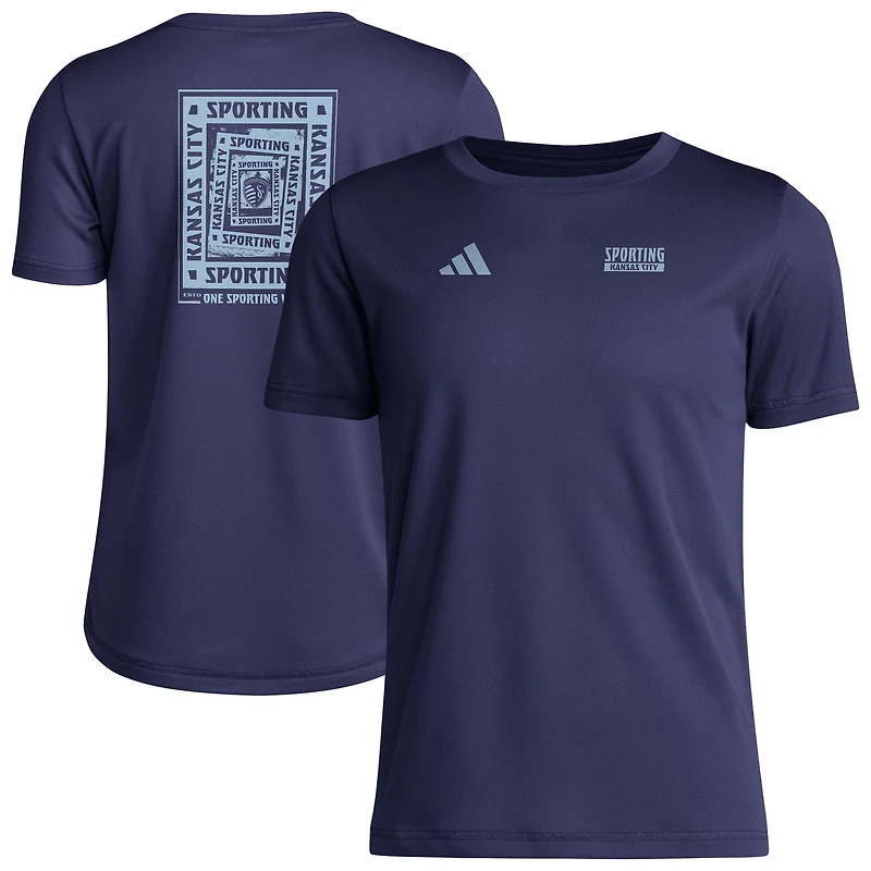 Youth adidas Navy Sporting Kansas City Local Wrap T-Shirt