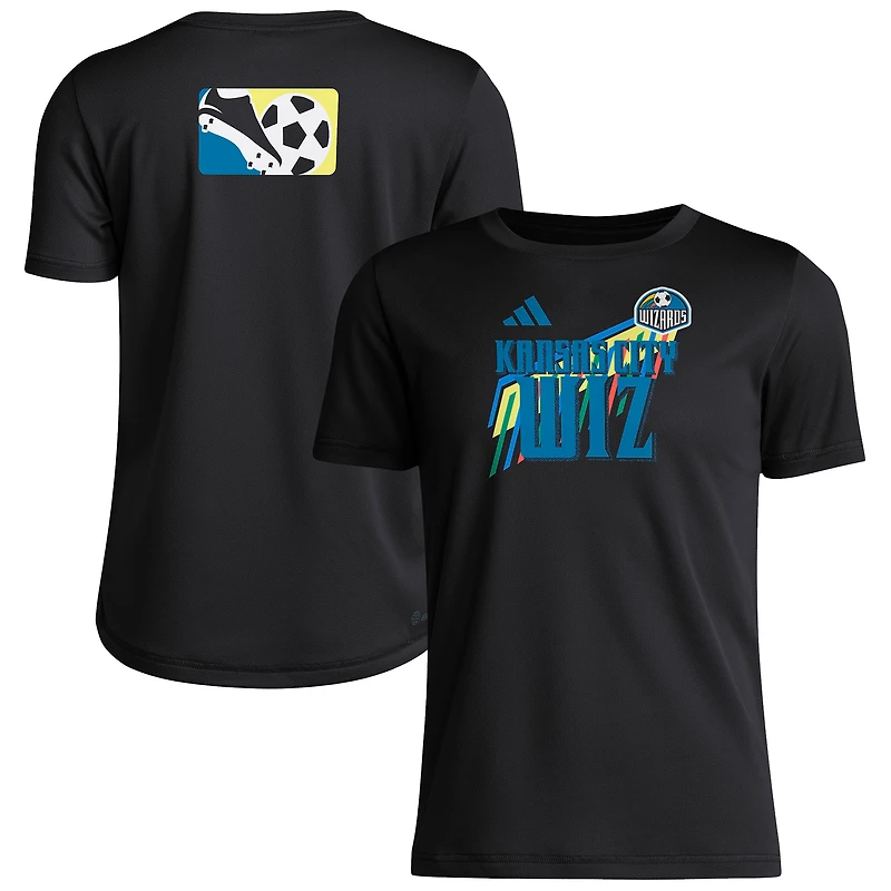 Youth adidas Black Sporting Kansas City 2024 Jersey Hook Pre-Match T-Shirt