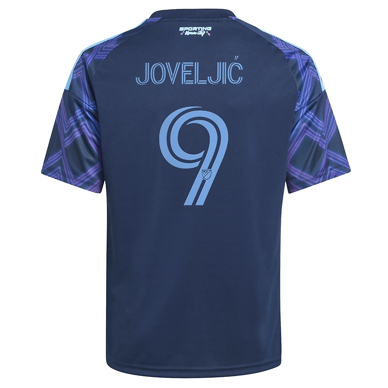 Youth adidas Dejan Joveljic Blue Sporting Kansas City 2026 The 18th & Vine Kit Replica Jersey