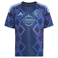 Youth adidas Manu García Blue Sporting Kansas City 2026 The 18th & Vine Kit Replica Jersey